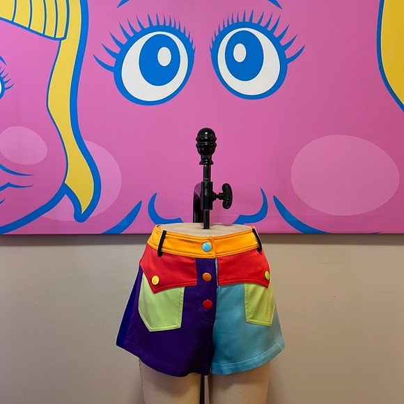 Moschino Couture Color Block Satin Mini Short Hot Pants - Picture 1 of 11